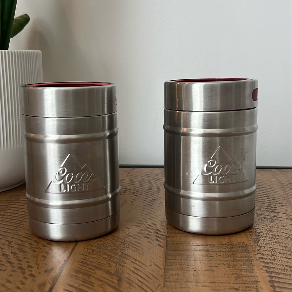 Coors Light Stainless Steel Beer Can Coolers - Set of 2